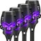 4 Pack Solar Torch Skull Light with Flickering Flame, Outdoor Waterproof Solar Halloween Skull Lights Decorations, Solar Torches Landscape Path Lights for Halloween Decor (Purple)